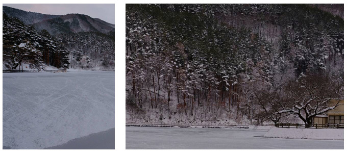 雪景色の千鹿頭池